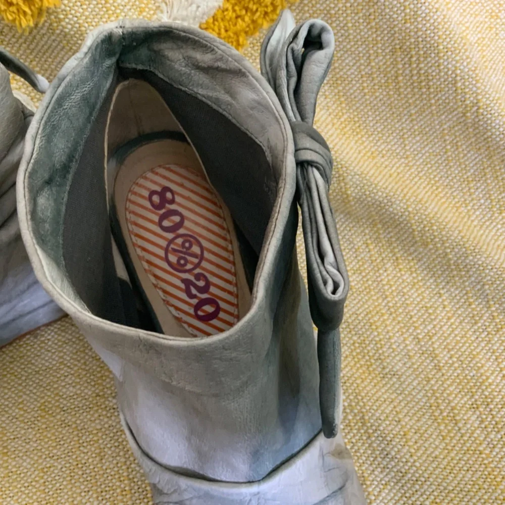 80% 20 Grey Tie Dye Leather Peep Toe Wedge Heel SIZE 9 - Picture 6 of 11